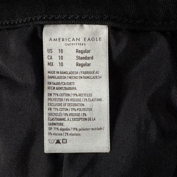 American Eagle SZ 10 Curvy Hi-Rise Jeggings Jeans Stretch Zip-Fly Pockets Black - Picture 10 of 11